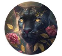 Puzzle 1000 pièces Léopard Noir, Puzzle Rond 1000 pièces pour Adultes, décoration intérieure, entraînement cérébral et Cadeaux de Noël, 67,5 x 67,5 cm