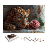 Puzzle 1000 Pièces Léopard, Puzzle 1000 Pièces pour Adultes et Enfants à Partir de 14 Ans, Rose Puzzles Bois avec Une Boîte d'emballage Exquise, Puzzles pour Décoration Murale, Cadeau Femme, -5968