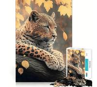 Puzzle 1000 pièces Léopard Sauvage pour Adultes,Jeu de réflexion Amusant avec Technologie de découpe Laser avancée,idéal pour Passer Le Temps (38x26cm)