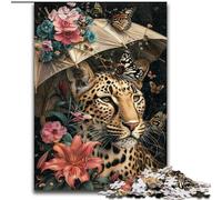 Puzzle 1000 pièces Léopard Tenant Un Parapluie, pour Les 14 Ans et Plus, Jeu éducatif, défi, Jouet, Cadeau d'anniversaire (Taille 50x75cm)