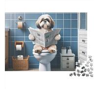 Puzzle 1000 pièces Les Toilettes pour Chiens sont Pleines de journaux pour Adultes Puzzle Cadeau d'halloween Puzzles pour Adultes Décoration d'intérieur Unique et Cadeaux 1000 pièces (75x50cm)