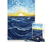 Puzzle 1000 pièces Lever de Soleil sur l'océan ondulé pour Adolescents Un pour Une réflexion Claire et Un Engagement Doux, avec Un Assemblage Solide (38x52cm)