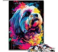 Puzzle 1000 pièces Lhassa Apso, Puzzle Artistique, Taille 26x38cm, Jeu de réflexion interactif en Famille, adapté aux 14 Ans et Plus.