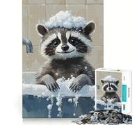 Puzzle 1000 pièces L'heure du Bain du Raton Laveur pour Adultes, Jouet Intelligent, Joie familiale, découpe précise, pièce d'art (50x75cm)