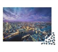 Puzzle 1000 pièces « L'horizon de Londres au crépuscule » : Vue aérienne Nocturne de Londres, Jeu éducatif pour Adultes, Magnifique décoration, défi de Haut Niveau,Cadeau d'anniversaire (38 x 26 cm).