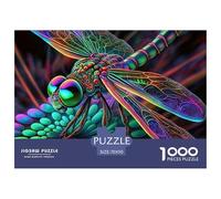 Puzzle 1000 Pièces Libellule Arc-en-Ciel, Plumes Irisées Abstrait, Jeu Éducatif Défi Hommes Femmes Décoration Murale Maison 70x50cm