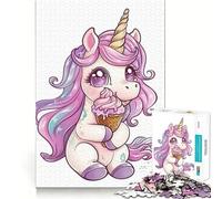Puzzle 1000 pièces Licorne Bébé Animal Mignon Découpe Lisse Jeu de Réflexion Cadeau Temps de Jeu Détendant Pièce d'art de Noël (38x26cm)