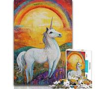 Puzzle 1000 pièces Licorne Blanche Fantaisie pour Adultes 1000 pièces, Jeu Éducatif pour Anniversaire, Noël pour 14 Ans et Plus 26x38cm