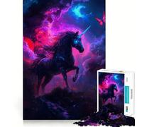 Puzzle 1000 pièces Licorne Noire dans la nébuleuse,découpe précise,défi Intelligent et Amusant,Divertissement et décoration de Noël (38x52cm)