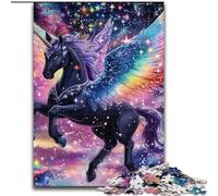 Puzzle 1000 pièces Licorne Noire Puzzles en Bois pour Adultes 50x75cm Un Casse-tête Stimulant pour Les Adolescents