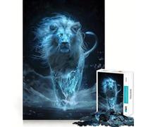 Puzzle 1000 pièces Lion Blanc céleste Jeu d'assemblage Parfait Activité cérébrale Amusante et relaxante Décoration de Noël Amusante (38x26cm)