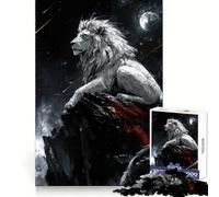 Puzzle 1000 pièces Lion Blanc et Lune pour Adolescents Exercice cognitif, détente et Loisirs Idéal comme Cadeau d'hiver (50x75cm)