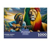 Puzzle 1000 pièces Lion Bob Marley pour décoration Murale - Lion Rasta Guitariste, Anti-Stress pour Adultes 38x26cm