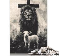 Puzzle 1000 Pièces Lion Chrétien Adulte Puzzle en Bois pour Adultes et Adolescents Puzzle Éducatif 1000 Pièces (75x50cm)