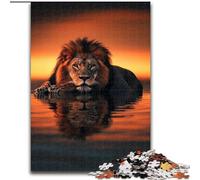 Puzzle 1000 pièces, Lion d'Afrique de Nuit, Puzzle 1000 pièces pour Adultes, Cadeau de Noël, idéal pour Le Bureau, la Chambre ou Le Salon (Taille 50x75cm)