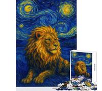 Puzzle 1000 pièces Lion dans Une Nuit étoilée Jeu éducatif Difficile Décoration Murale Renforce l'amour Entre Les Couples (38x26cm)