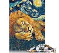 Puzzle 1000 pièces Lion endormi sous Un Ciel étoilé pour Adultes et Adolescents, Jeux éducatifs à Domicile, Jouets DIY, Cadeaux de Noël, 1000 pièces (38 x 26 cm)