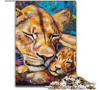 Puzzle 1000 pièces Lion et Son Petit, idéal pour Les Adolescents, Les Liens familiaux, Les Casse-têtes et Les décorations d'intérieur DIY (Taille 50x75cm)