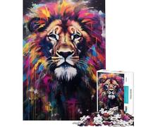 Puzzle 1000 pièces Lion Graffiti Mural Stimule Le Cerveau Décoration intérieure Jouet Anti-Stress Convient aux Enfants de 14 Ans et Plus (38x26cm)