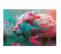 Puzzle 1000 pieces lion le roi des animaux et les roses - set collection paysage et animal sauvage + carte tigre