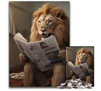 Puzzle 1000 pièces Lion lisant Un Journal, Puzzle Impossible pour Adultes, Adolescents et familles, décoration DIY Parfaite et défi cérébral 50x75cm/19,68x29,52 Pouces