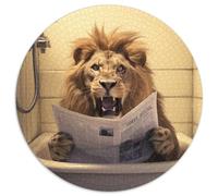 Puzzle 1000 pièces, Lion lisant Un Journal, Rond en Carton, pour Adolescents, Jeux éducatifs familiaux, décoration d'intérieur, Cadeau, 1000 pièces (67,5x67,5cm)