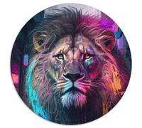 Puzzle 1000 pièces Lion Néon, Puzzle Rond 1000 pièces, Casse-tête Stimulant pour Adolescents, Jeu interactif Familial 1000 pièces (67,5x67,5cm)