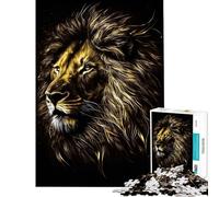 Puzzle 1000 pièces Lion Noir et Or pour Adolescents idéal pour Un Anniversaire ou Noël Un Jeu Familial Artistique adapté aux 14 Ans et Plus (38x52cm)