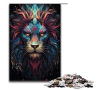 Puzzle 1000 pièces Lion psychédélique coloré du Futur 14 Cadeaux Puzzles pour Adultes Liste de souhaits de Noël avec Père Noël pour Adolescents de 14 Ans et Plus 1000 pièces (75 x 50 cm)