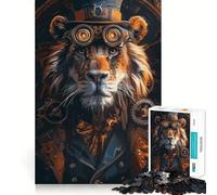 Puzzle 1000 pièces Lion Steampunk Animal,Jeu Cognitif Amusant,Découpe de Haute Précision,Cadeau Unique Anti-Stress (50x75cm)