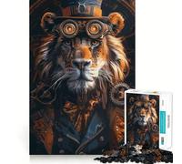 Puzzle 1000 pièces Lion Steampunk Animal Jeu de développement cognitif Surface Lisse sans bavures Activité relaxante en Groupe à l'intérieur (38x26cm)