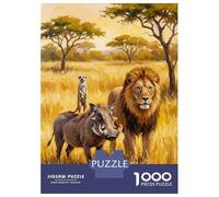 Puzzle 1000 Pièces Lion, Warthog, and Meerkat in Savannah Puzzles pour Adolescents : Améliorent La Mémoire, Défi Éducatif, Cadeaux pour Les Amis Et La Famille 38x26cm/1000pcs