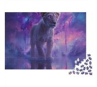 Puzzle 1000 pièces Lionne dans Une nébuleuse Violette - Jeu éducatif pour Adultes - Décoration intérieure - Défi - Niveau de difficulté élevé - Cadeau d'anniversaire pour Homme et Femme - 52 x 38 cm