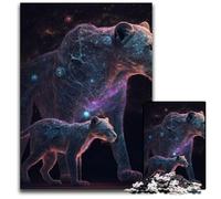 Puzzle 1000 pièces Lionne Nuits étoilées en Carton, Jeu interactif Familial, pour Les fêtes, Jeu d'activités familiales 26x38cm/10,23x14,96 Pouces