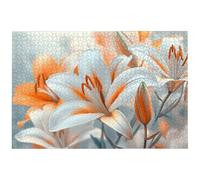 Puzzle 1000 Pièces Lis, 1000 Pièces Puzzle Adulte, Jeu de Concentration, 75x50cm Grand Puzzles Bois avec Boîte pour Décoration Maison, Jeu de Puzzles Fleur pour Toute la Famille, Cadeau Femme, -6492