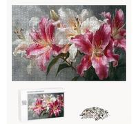 Puzzle 1000 Pièces - Lis & Rose - Puzzle en Bois Durable avec Lettres au Dos - Jeu sans Poussière avec Affiche - Modèle pour Collectionneurs et 14 Ans et Plus (75 x 50 cm) P3#567