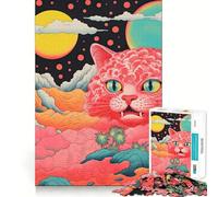 Puzzle 1000 pièces Lithographie Japonaise psychédélique Bords Parfaits Jeu cognitif Jeu Lent Décoration Artistique de Noël (50x75cm)
