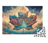 Puzzle 1000 pièces « Livre d'automne » : Vallée montagneuse et lac. Jeu éducatif pour Adultes (à partir de 12 Ans). Idée Dimensions : 70 x 50 cm. Contenu : 1000 pièces.