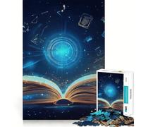 Puzzle 1000 pièces Livre Magique Bord Fin,Jeu de Création,Loisirs Créatifs,Cadeau Décoration d'anniversaire (50x75cm)