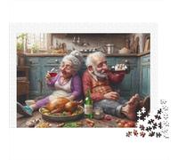 Puzzle 1000 pièces Loisir pour Adultes Dîner Couple Âgé - Mamie et Papi mangent, épais, Robuste, qualité supérieure, Difficile, Antidote au Stress 52x38cm/1000pcs