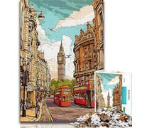 Puzzle 1000 pièces Londres Vintage Travel pour Adolescents, Jouet éducatif et éducatif, idéal comme Cadeau pour Toute la Famille 38x26cm