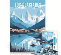 Puzzle 1000 pièces Los Glaciares Poster Précis Jeu de Construction Amusant et Stimulant pour l'esprit,pour Un Moment de détente et de Paix,Une œuvre d'art de Noël (38x52cm)