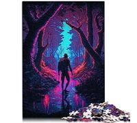Puzzle 1000 pièces Lost in Neon Woods Puzzle en Bois Liste de souhaits de Noël avec Le Père Noël 50 x 75 cm