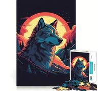 Puzzle 1000 pièces Loup Aquarelle Adultes Jeu de mémoire et de Concentration Ajustement Parfait Format Compact Idéal pour des Moments de Jeu en Famille (50x75cm)