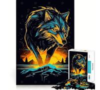 Puzzle 1000 pièces Loup Aquarelle Adultes Jeu de mémoire et de Concentration Ajustement Parfait Format Compact Idéal pour des Moments de Jeu en Famille (38x26cm)