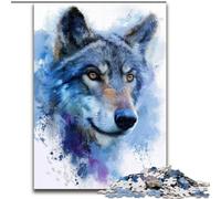 Puzzle 1000 pièces Loup Aquarelle Puzzle 1000 pièces pour Adolescents et Famille, Cadeau de Noël idéal (Taille 50x75cm)