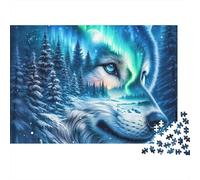 Puzzle 1000 pièces Loup Arctique Nuit, œil de Loup, Double Exposition, Art pour Adultes, Jeu éducatif, décoration intérieure, défi, Niveau de difficulté élevé, Anniversaire, 38 x 26 cm