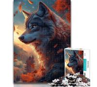 Puzzle 1000 pièces Loup au Coucher du Soleil Puzzle 1000 pièces pour Adolescents et Adultes, pièces entièrement emboîtables et de Formes aléatoires 26x38cm