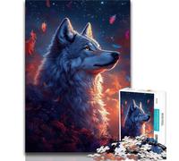 Puzzle 1000 pièces Loup au Coucher du Soleil Puzzle 1000 pièces pour Adolescents Jouets éducatifs et éducatifs décoration d'intérieur Unique et Cadeaux (50x75cm)