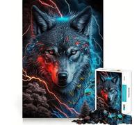Puzzle 1000 pièces Loup aux Yeux Rouges pour Adultes, Jeu de réflexion et de renforcement des Liens familiaux, découpe de précision, Cadeau créatif (38x26cm)
